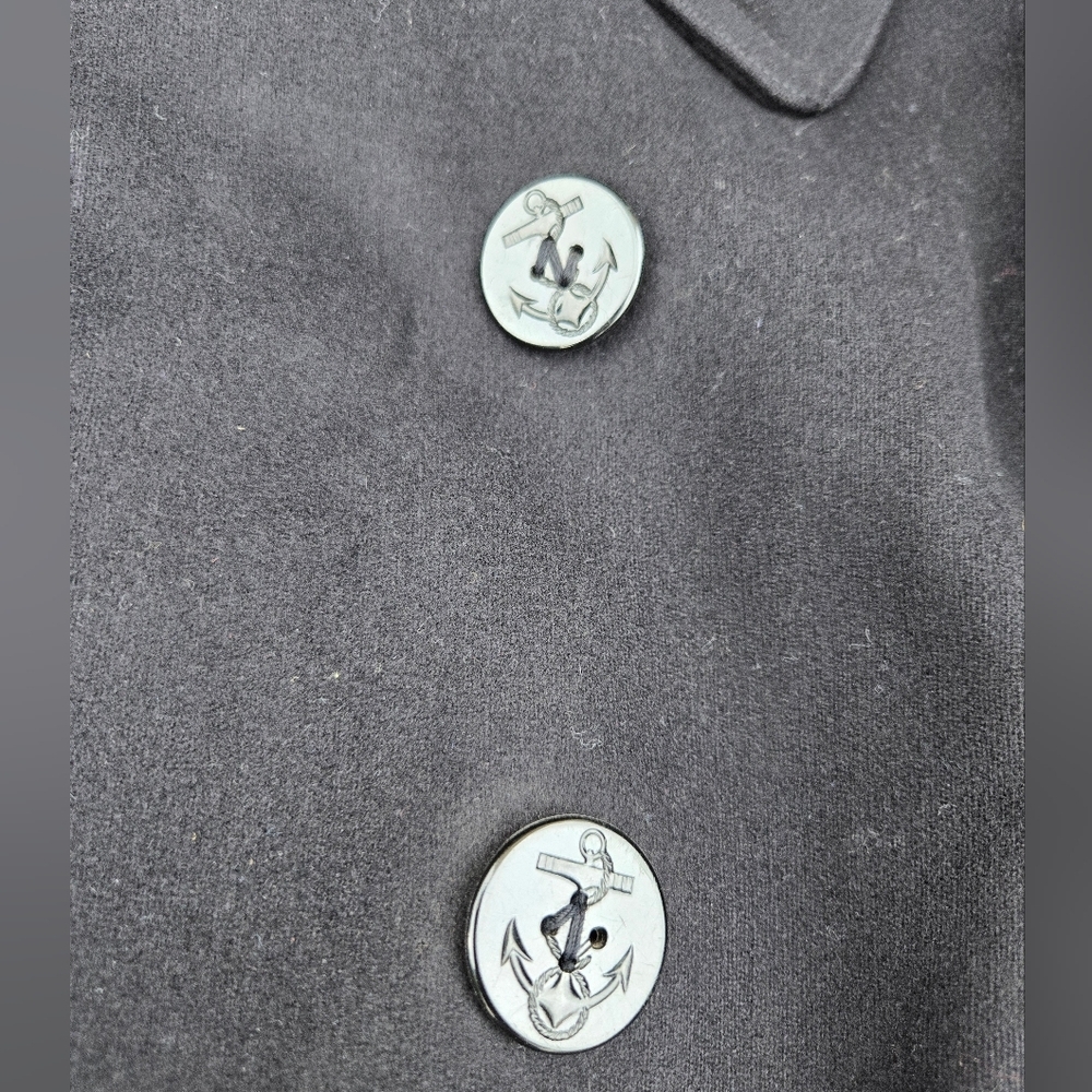 Vintage 40s WW2 US Naval Clothing Factory 10 Button Navy Wool PeaCoat Military - Picture 12 of 16